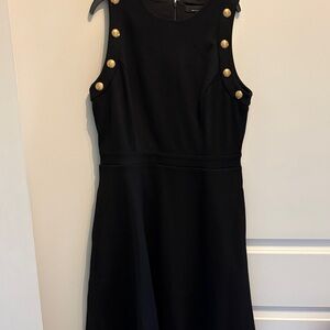 White House Black Market Black Dress with Gold Buttons